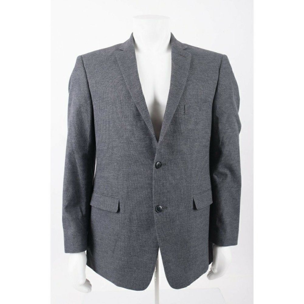 Harve Benard Mens Suit Jacket Blazer Sport Coat Sz 44L 44 Long Gray Black NWOT